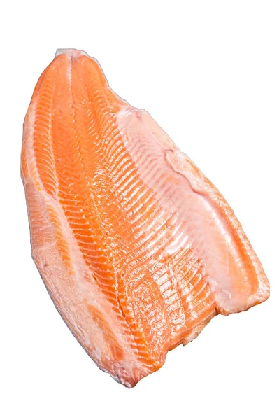 Fillet Ikan Salmon Segar Untuk Steak Terisolasi Pada Latar Belakang — Stok Foto