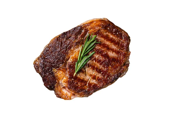 Costoletta Arrosto Bistecca Carne Manzo Ribeye Una Padella Isolato Sfondo — Foto Stock