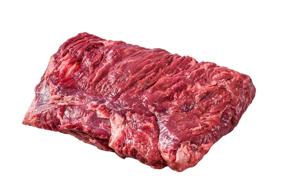 Rohes Stück Marmor Rinderbrustfleisch Isoliert Auf Weißem Hintergrund — Stockfoto