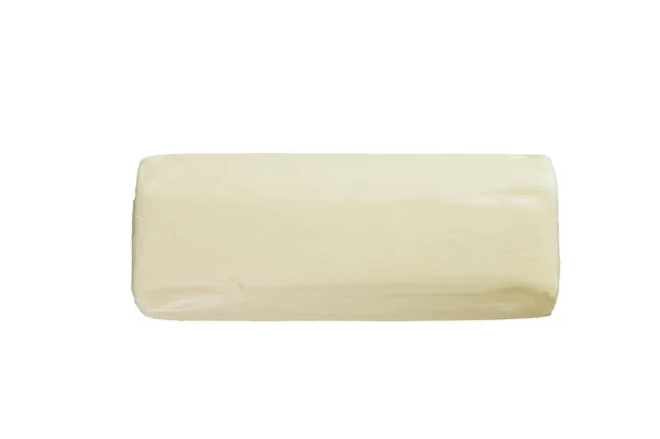 Pedaço Manteiga Fresca Para Pequeno Almoço Mesa Cozinha Isolado Sobre — Fotografia de Stock