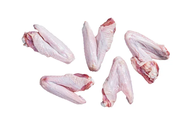 Mutfak Masasında Taze Çiğ Ördek Kanatları Beyaz Arkaplanda Izole — Stok fotoğraf