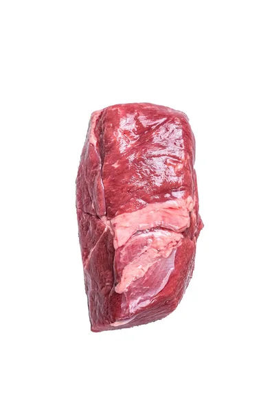 Bife Cru Carne Cordeiro Isolado Sobre Fundo Branco — Fotografia de Stock