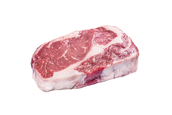 Nyers Bordaszem Steak Márványhús Hentesasztalon Fehér Alapon Elszigetelve — Stock Fotó