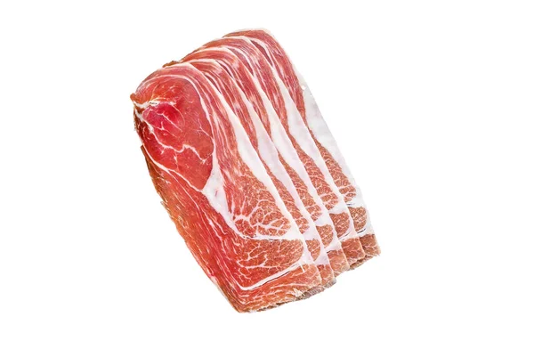 Traditional Prosciutto Crudo Parma Ham Italian Antipasto Cutting Board Isolated — Stock Photo, Image