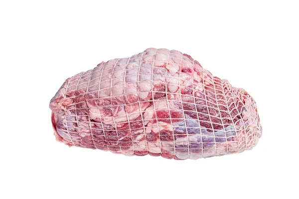 Boneless Leg Lamb Meat Butcher Table Isolated White Background — Stock Photo, Image
