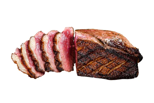 Szeletelt Grillezett Kacsahús Filézett Steak Fehér Alapon Elszigetelve — Stock Fotó
