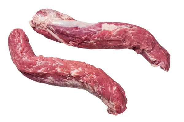 Rauwe Varkenshaas Filet Vlees Geïsoleerd Witte Achtergrond — Stockfoto