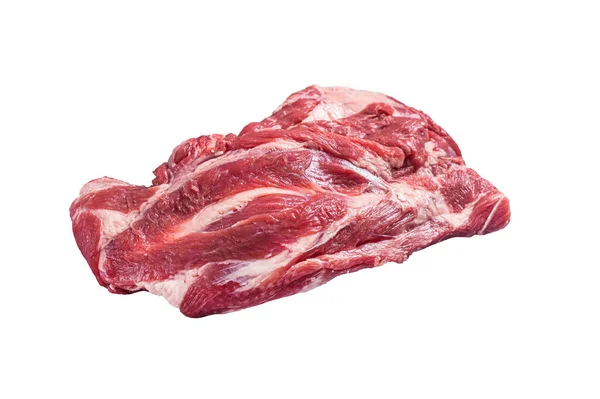 无肉生羊脖子肉在肉铺桌上 因白人背景而被隔离 — 图库照片
