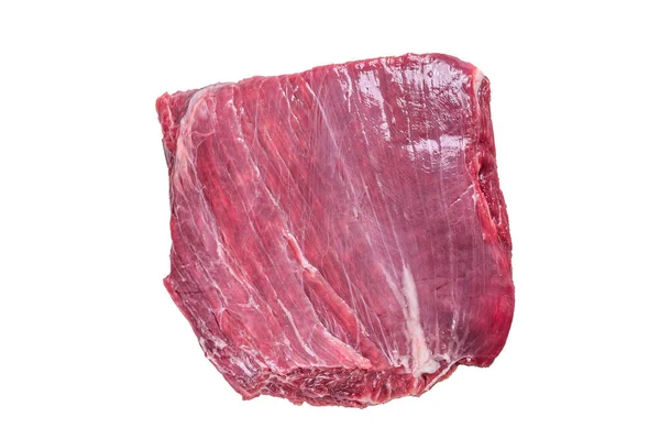 Raw Flank Flap Rundvlees Steak Geïsoleerd Witte Achtergrond — Stockfoto