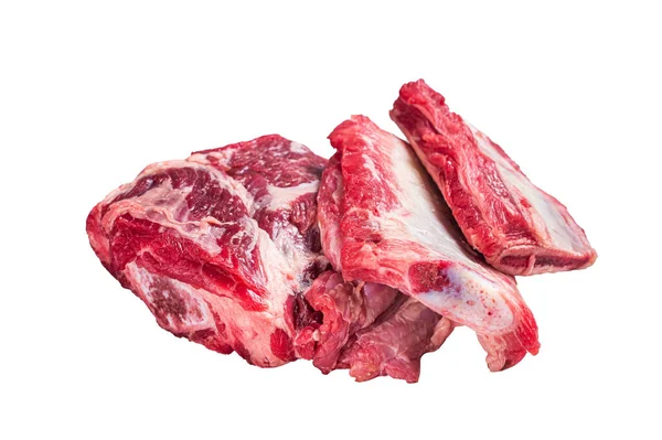 Beef Short Ribs Raw Meat Kitchen Table Isolated White Background — Stock Photo, Image
