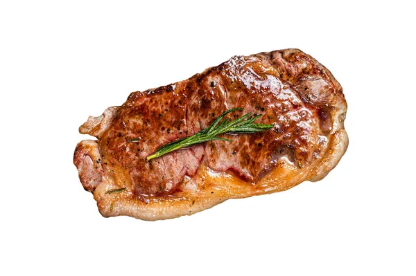 Filete Parrilla Carne Res Striploin Una Sartén Con Hierbas Aislado — Foto de Stock