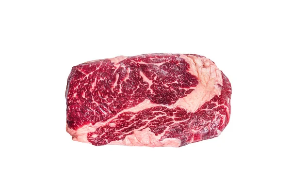 Nyers Borda Marhahús Steak Asztalon Elő Gril Fehér Alapon Elszigetelve — Stock Fotó