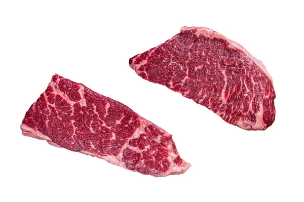 Filete Crudo Denver Carne Res Mármol Aislado Sobre Fondo Blanco — Foto de Stock