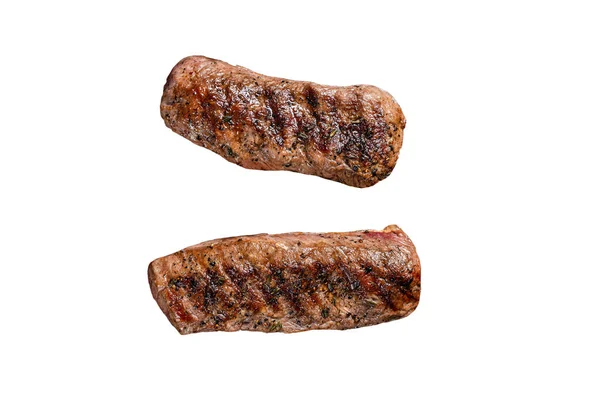 Pörkölt Bárány Szűzpecsenye Hús Grillsütőn Báránybélszín Steak Fehér Alapon Elszigetelve — Stock Fotó
