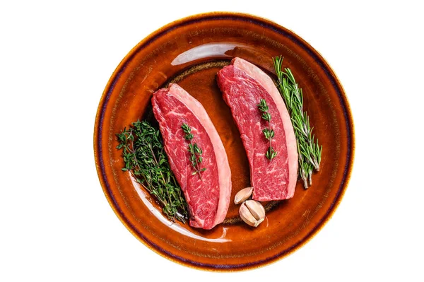 브릴리 쇠고기 스테이크 거품이 모양이다 배경에 고립됨 — 스톡 사진