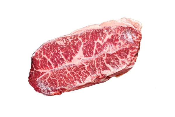 Bife Cru Carne Vaca Top Blade Isolado Sobre Fundo Branco — Fotografia de Stock