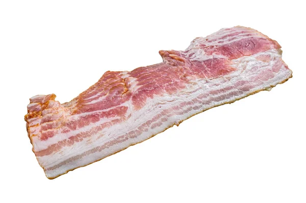 Bacon Porco Fatiado Defumado Pronto Para Cozinhar Isolado Sobre Fundo — Fotografia de Stock