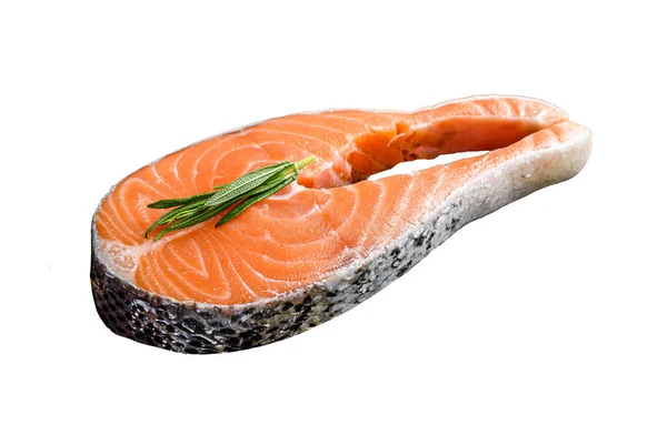 Lax Fisk Biff Beredd För Matlagning Skärbräda Isolerad Vit Bakgrund — Stockfoto