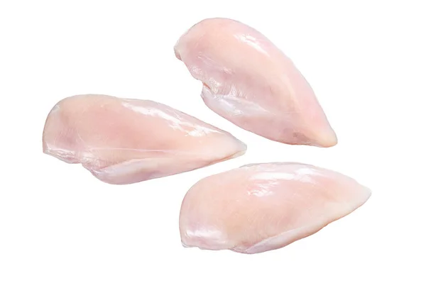 Ωμό Φιλέτο Στήθους Κοτόπουλου Απομονωμένα Λευκό Φόντο — Φωτογραφία Αρχείου
