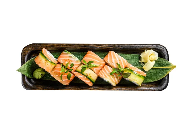 Sushi Roll Filadélfia Com Salmão Abacate Creme Queijo Menu Sushi — Fotografia de Stock