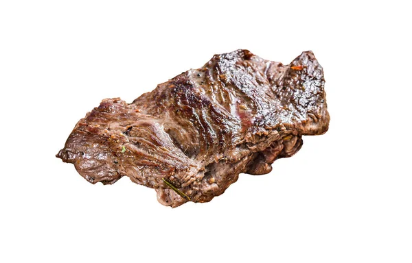 Grilovaný Venkovní Steak Prkně Izolováno Bílém Pozadí — Stock fotografie