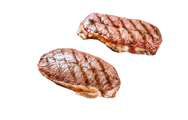 Carne Parrilla Top Filetes Una Sartén Aislado Sobre Fondo Blanco —  Fotos de Stock