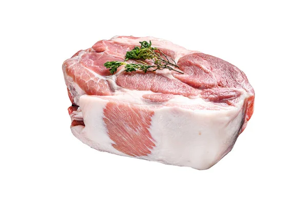 Carne Crua Porco Bife Costeleta Isolado Sobre Fundo Branco — Fotografia de Stock