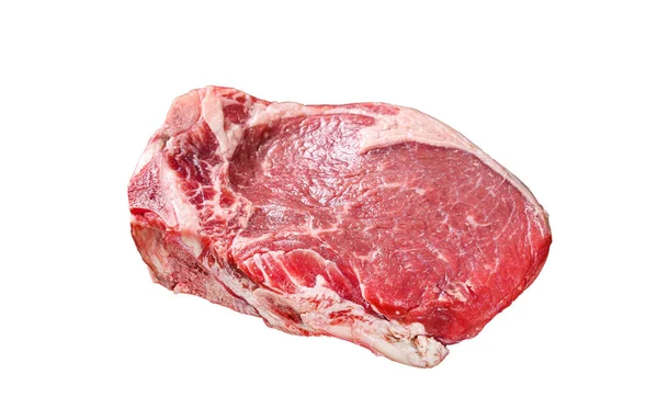 Rohes Rindfleisch Oder Striploin Auf Dem Knochensteak Isoliert Auf Weißem — Stockfoto