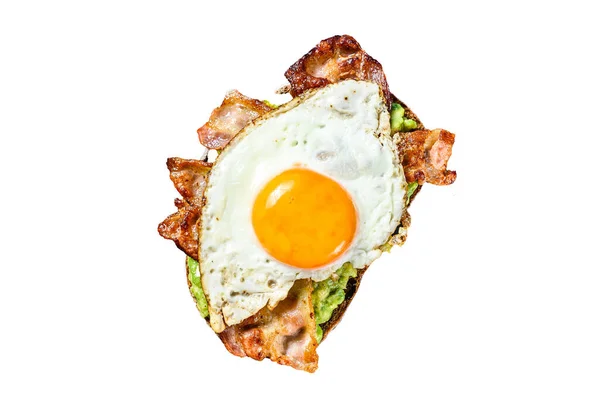 English Breakfast Toast Bacon Avocado Egg Cutting Board Healthy Food — Stock Photo, Image