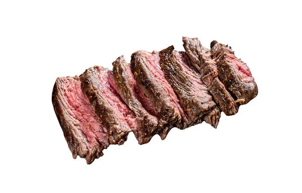 Grilovaný Steak Kořením Kořením Izolováno Bílém Pozadí — Stock fotografie