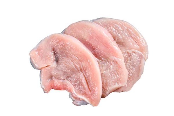 Rohe Truthahnsteaks Bio Geflügelfleisch Isoliert Auf Weißem Hintergrund — Stockfoto