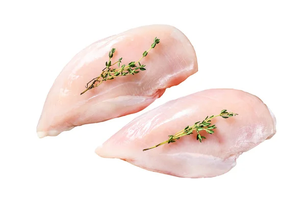 Taze Çiğ Tavuk Göğsü Fileto Organik Beyaz Arkaplanda Izole — Stok fotoğraf