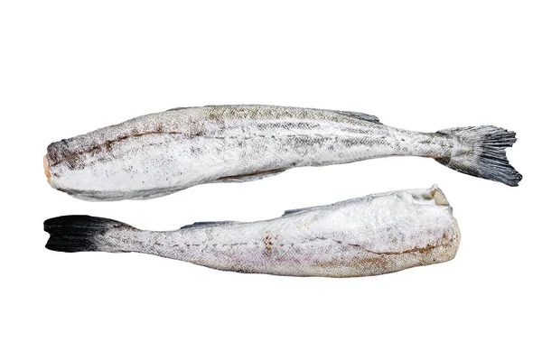 Roher Seelachsfisch Zum Kochen Isoliert Auf Weißem Hintergrund — Stockfoto