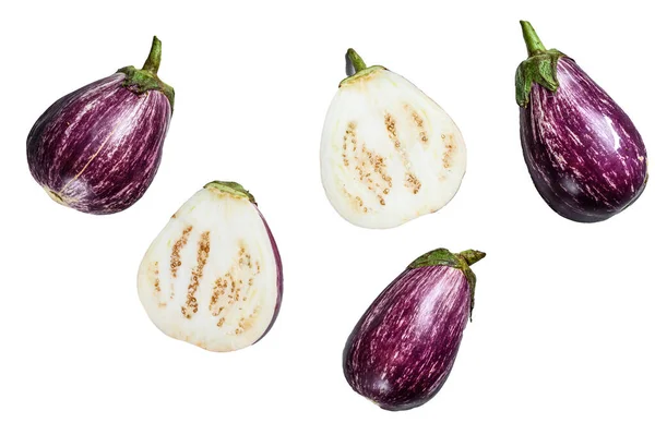 生紫色茄子或茄子 因白人背景而被隔离 — 图库照片