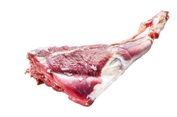 Biber Sarımsaklı Keçi Bacağı Çiğ Çiftlik Eti Beyaz Arkaplanda Izole — Stok fotoğraf