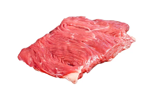 Siyah Pembe Biberli Çiğ Biftek Beyaz Arkaplanda Izole — Stok fotoğraf