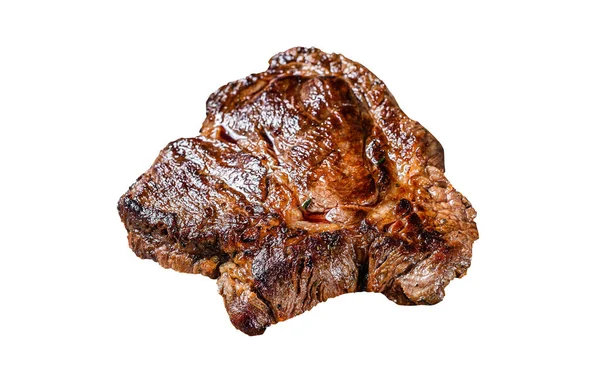 Biftek Izgara Kesme Tahtasında Chuck Gözleri Yuvarlanıyor Beyaz Arkaplanda Izole — Stok fotoğraf