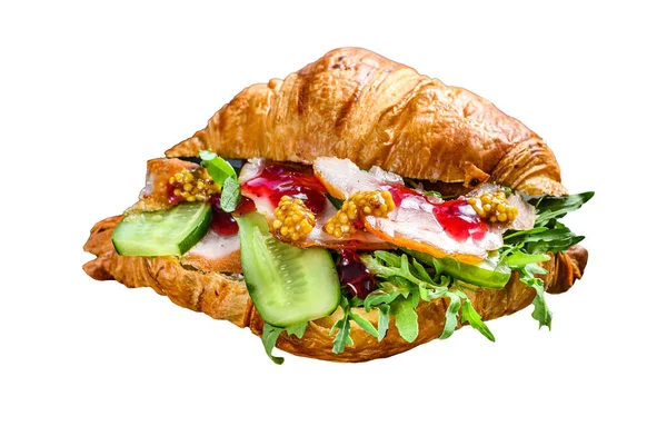 아구굴라 곁들인 크로와 샌드위치 배경에 고립됨 — 스톡 사진