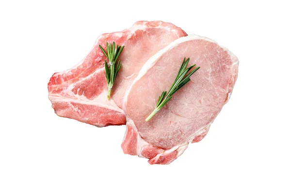 Rohe Schweinefilet Steaks Bio Fleisch Isoliert Auf Weißem Hintergrund — Stockfoto