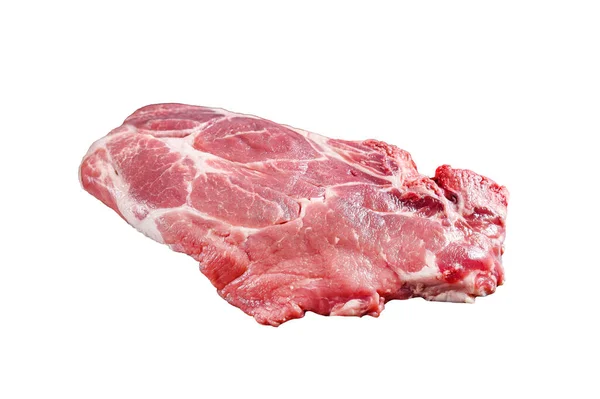Świeże Mięso Wieprzowe Marmurowy Stek Izolacja Białym Tle — Zdjęcie stockowe