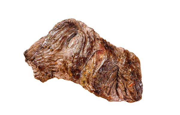 Steak Panggang Papan Pemotong Dengan Bumbu Dan Rempah Rempah Terisolasi — Stok Foto