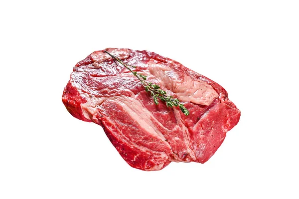 Carne Cruda Fresca Prime Black Angus Chuck Roll Steak Aislado —  Fotos de Stock
