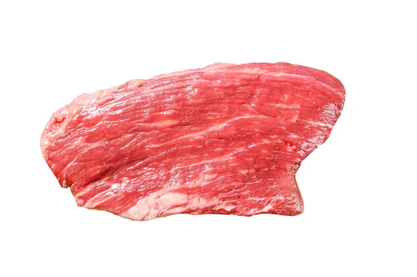 Bife Cru Flanco Carne Mármore Preto Angus Isolado Sobre Fundo — Fotografia de Stock
