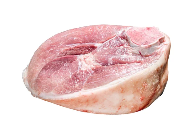 Presunto Cru Cortado Carne Perna Isolado Sobre Fundo Branco — Fotografia de Stock