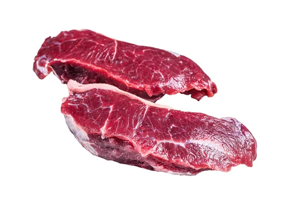 新鮮な生身のサーロイン牛肉ステーキ 白地に隔離された — ストック写真