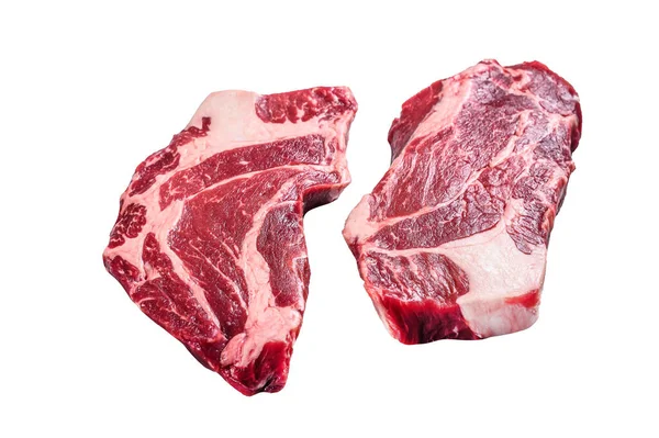 Bifes Rolo Olho Mandril Cru Carne Vaca Premium Isolado Sobre — Fotografia de Stock