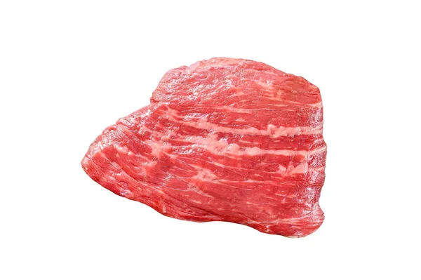Surový Steak Plochého Železa Mramorový Hovězí Černý Angus Izolováno Bílém — Stock fotografie