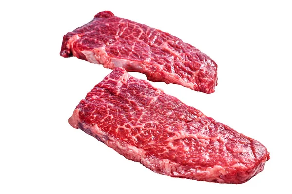 Steak Denver Marmer Daging Organik Terisolasi Pada Latar Belakang Putih — Stok Foto