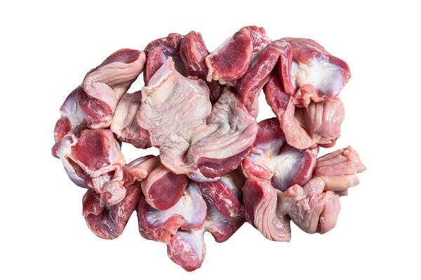 Raw Uncooked Chicken Gizzards Stomach Isolated White Background — Stock Photo, Image