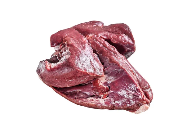 Färskt Rått Kött Lever Slaktbiprodukter Isolerad Vit Bakgrund — Stockfoto